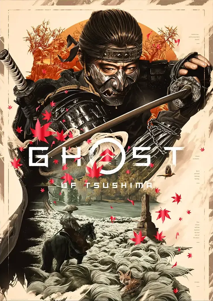 L1021-metalposter-01 متال پوستر طرح بازی Ghost of Tsushima کد L1021 - Image 1