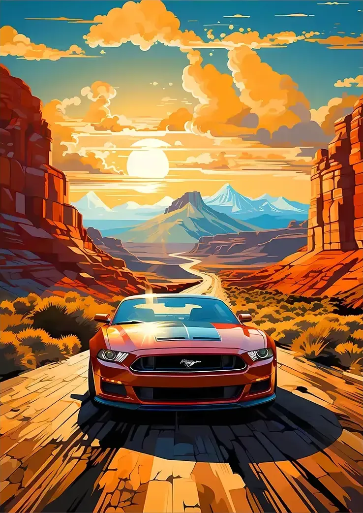 L1089-metalposter-01 متال پوستر طرح ماشین فورد موستانگ کد L1089 - Image 1