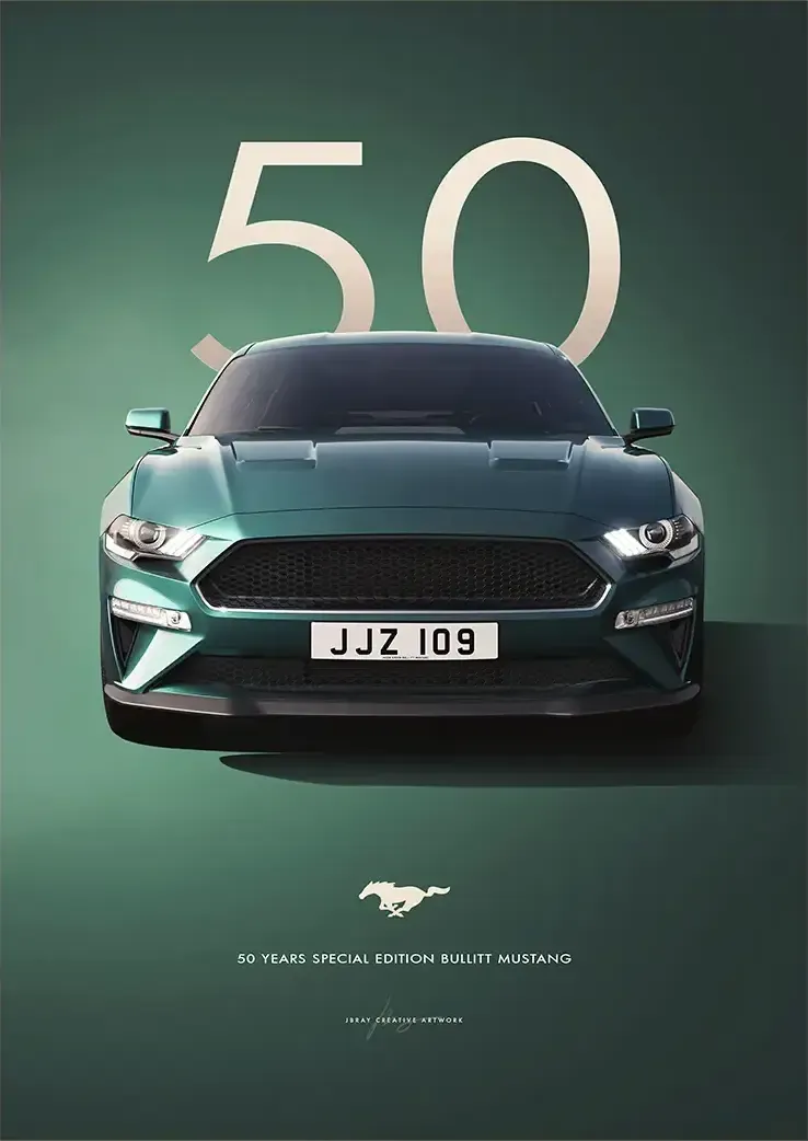 L1341-metalposter-01 متال پوستر طرح ماشین فونت موستانگ کد L1341 - Image 1