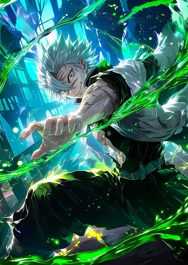 L1552-metalposter-01 متال پوستر انیمه شیطان کش طرح Sanemi Shinazugawa کد L1552 - Image 1