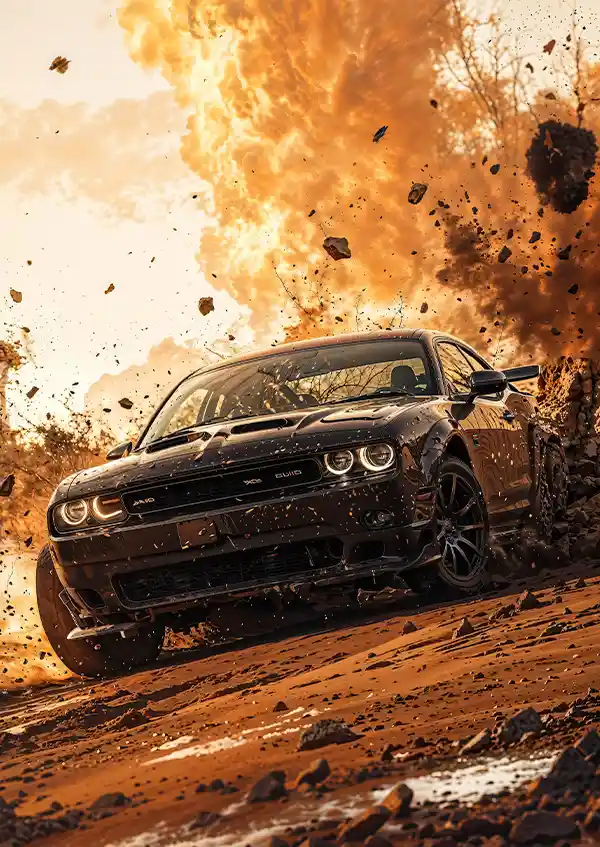L1566-metalposter-01 متال پوستر طرح ماشین Dodge Challanger کد L1566 - Image 1