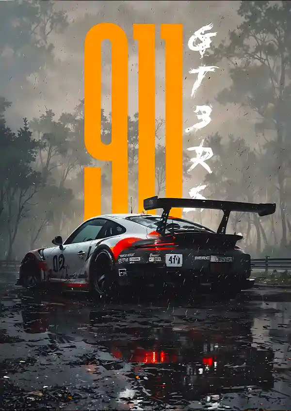 L1618-metalposter-01 متال پوستر طرح ماشین Porsche 911 کد L1618 - Image 1