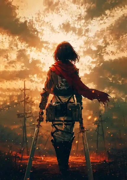 متال پوستر انیمه Attac On Titan طرح Mikasa Ackerman کد L1625