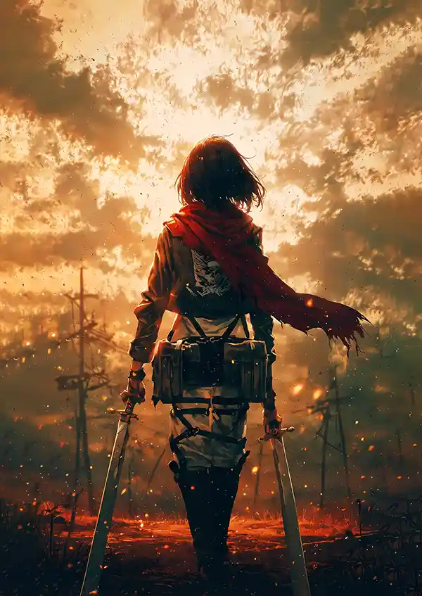 L1625-metalposter-01 متال پوستر انیمه Attac On Titan طرح Mikasa Ackerman کد L1625 - Image 1