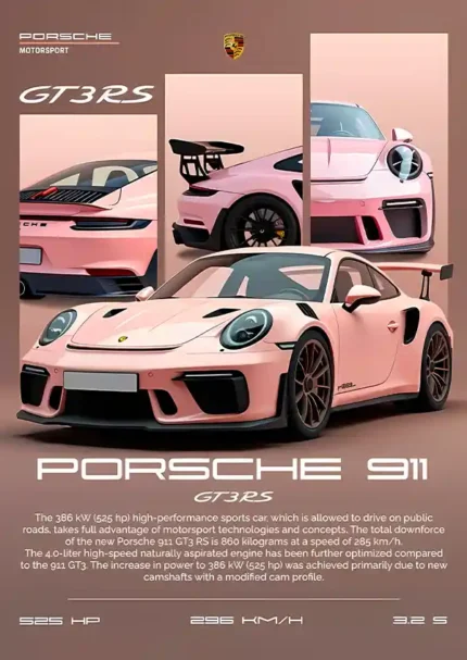 متال پوستر طرح  ماشین Porsche کد L1695