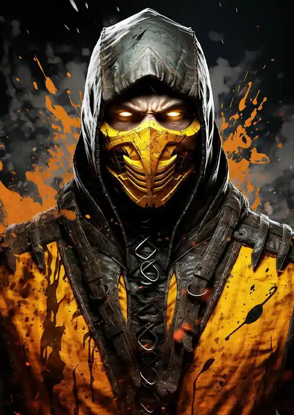 dfertw متال پوستر طرح بازی Mortal Kombat طرح اسکورپیون کد L1151 - Image 1