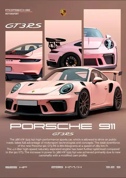 متال پوستر ماشین طرح  Porsche 911 GT3RS کد L1178