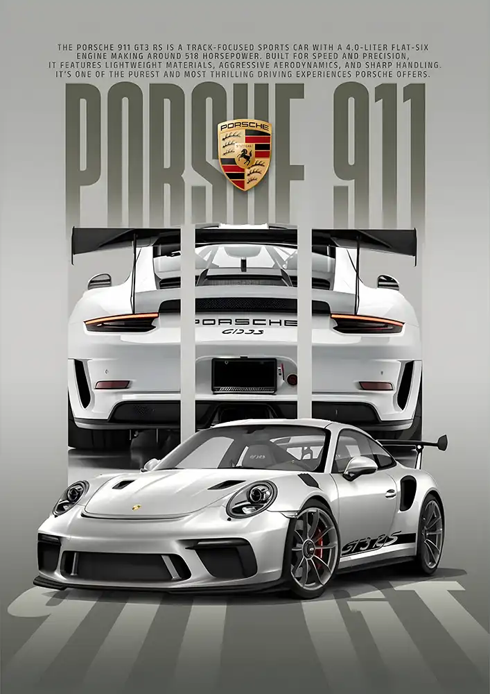 L1890-metalposter-01 متال پوستر طرح ماشین Porsche 911 کد L1890 - Image 1