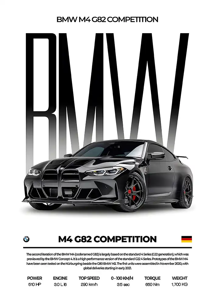 L1898-metalposter-01 متال پوستر طرح ماشین BMW کد L1898 - Image 1