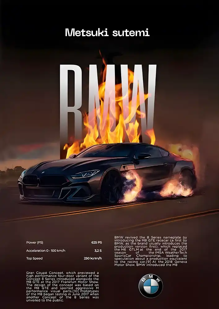 L1899-metalposter-01 متال پوستر طرح ماشین BMW کد L1899 - Image 1