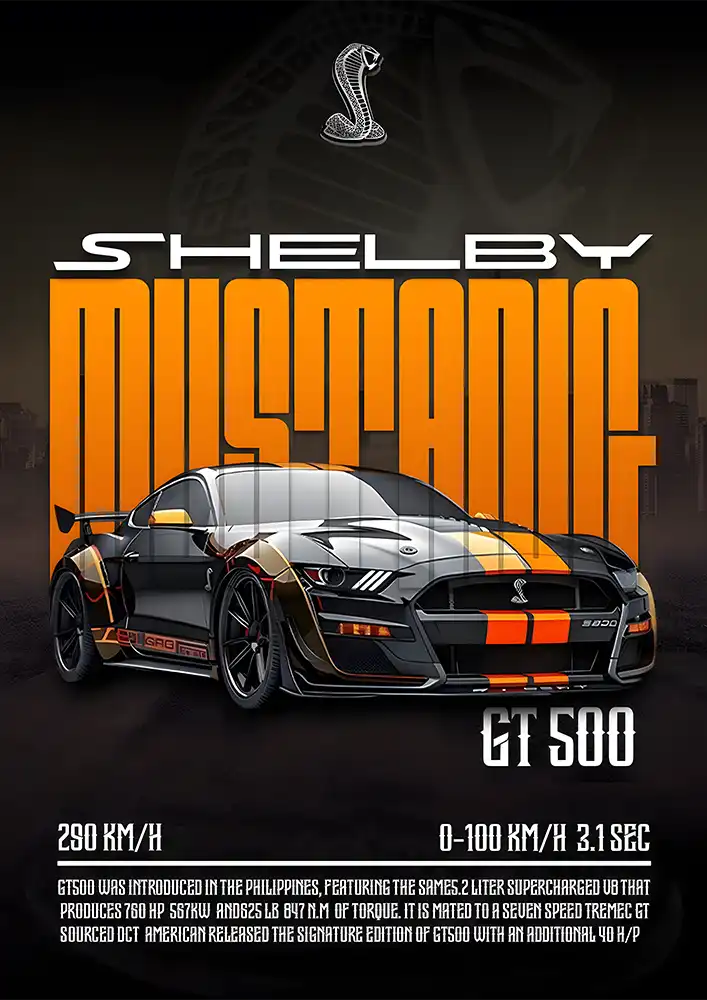 L1903-metalposter-01 متال پوستر طرح ماشین Mustang GT کد L1903 - Image 1