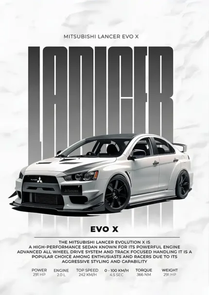 متال پوستر طرح ماشین Mitsubishi Lancer کد L1907