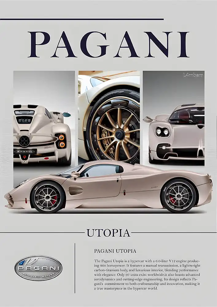L1908-metalposter-01 متال پوستر طرح ماشین Pagani کد L1908 - Image 1
