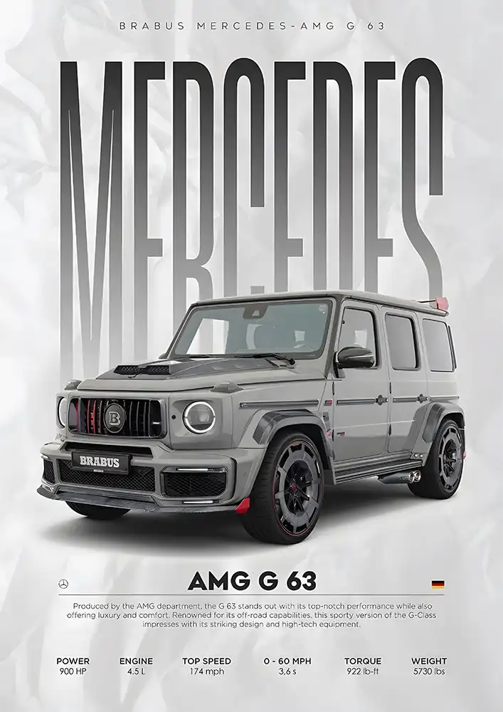 L1910-metalposter-01 متال پوستر طرح ماشین Mercedes Benz G63 کد L1910 - Image 1
