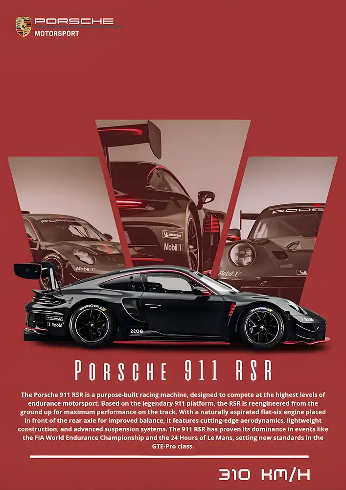 L1923-metalposter-01 متال پوستر طرح ماشین Porsche 911 کد L1923 - Image 1