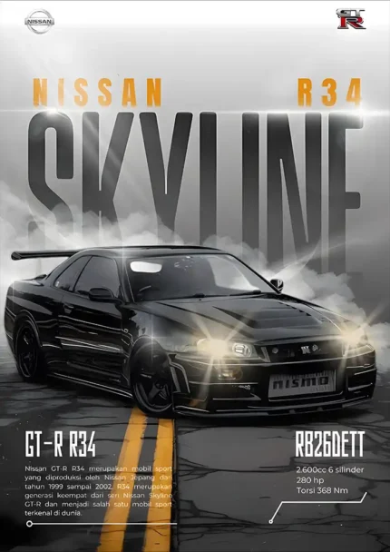 متال پوستر طرح ماشین نیسان Skyline کد L1925