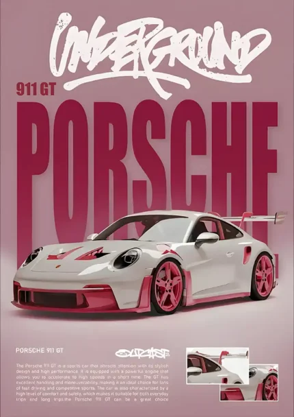 متال پوستر طرح ماشین Porsche 911 کد L1927