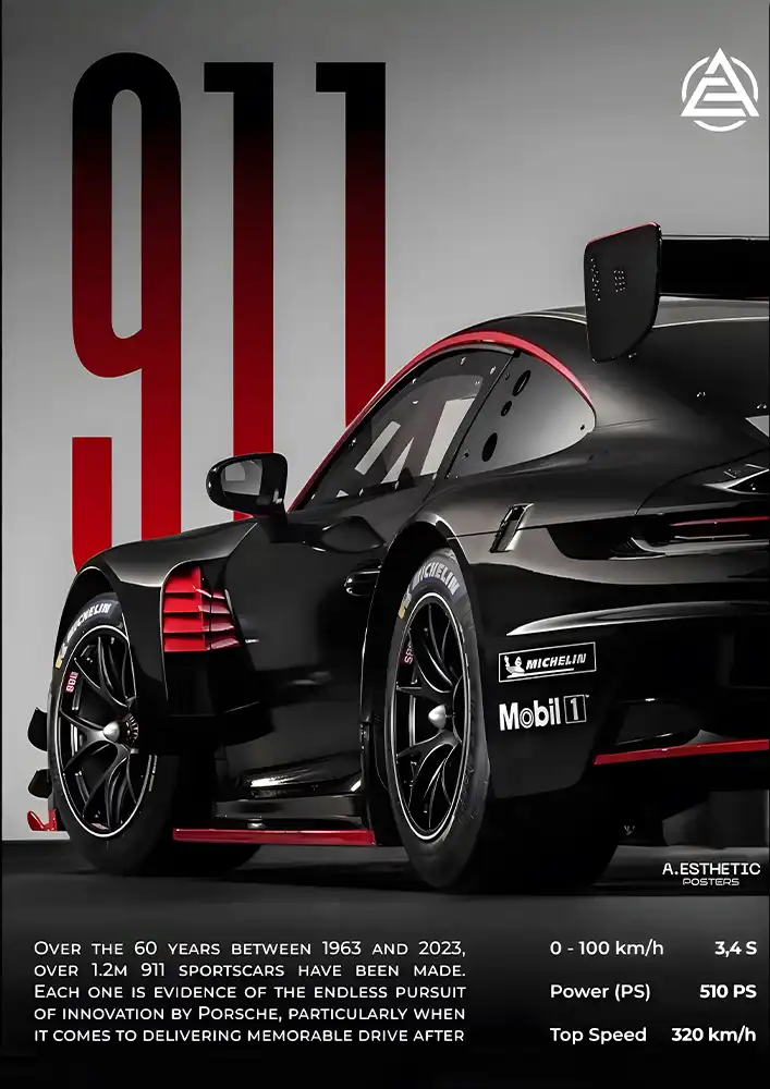 L1935-metalposter-01 متال پوستر طرح ماشین Porsche 911 کد L1935 - Image 1