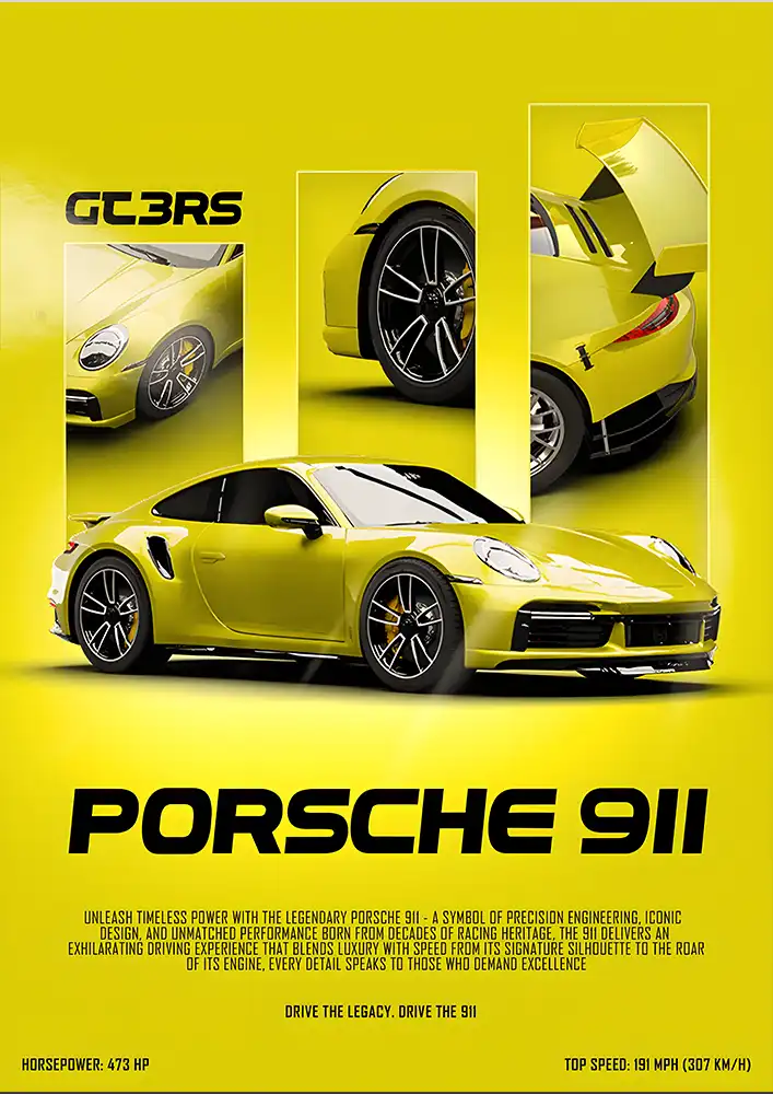 L1938-metalposter-01 متال پوستر طرح ماشین Porsche 911 کد L1938 - Image 1