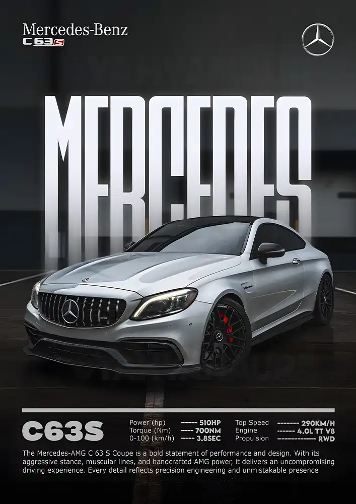 L1952-metalposter-01 متال پوستر طرح ماشین Mercedes Benz کد L1952 - Image 1
