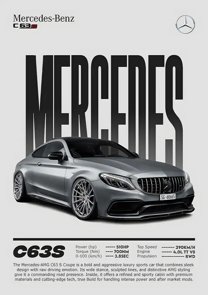 L1953-metalposter-01 متال پوستر طرح ماشین Mercedes Benz کد L1953 - Image 1