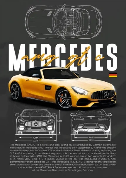 متال پوستر طرح ماشین Mercedes Benz کد L1954