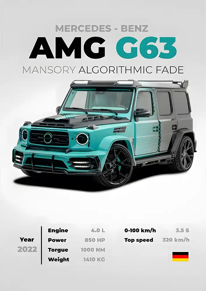 L1958-metalposter-01 متال پوستر طرح ماشین Mercedes Benz AMG-G63 Mansory کد L1958 - Image 1