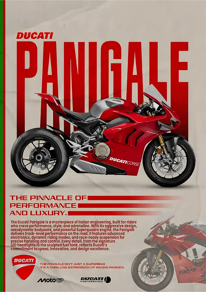 L1962-metalposter-01 متال پوستر موتور طرح Ducati Panigale کد L1962 - Image 1