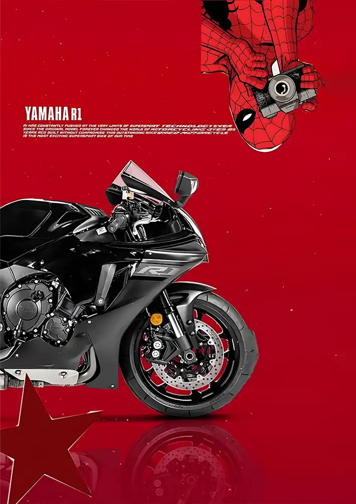 L1965-metalposter-01 متال پوستر موتور طرح Yamaha R1 کد L1965 - Image 1