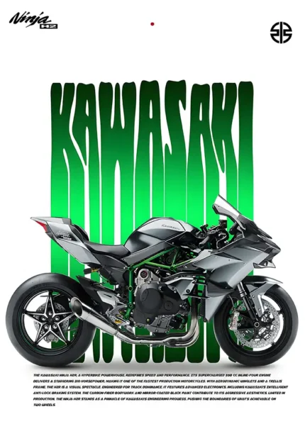 متال پوستر موتور طرح Kawasaki Ninja H2R کد L1971