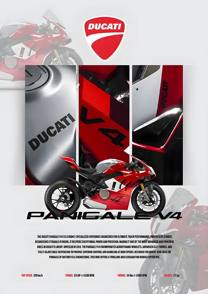 L1978-metalposter-01 متال پوستر موتور طرح Ducati Parigale V4 کد L1978 - Image 1