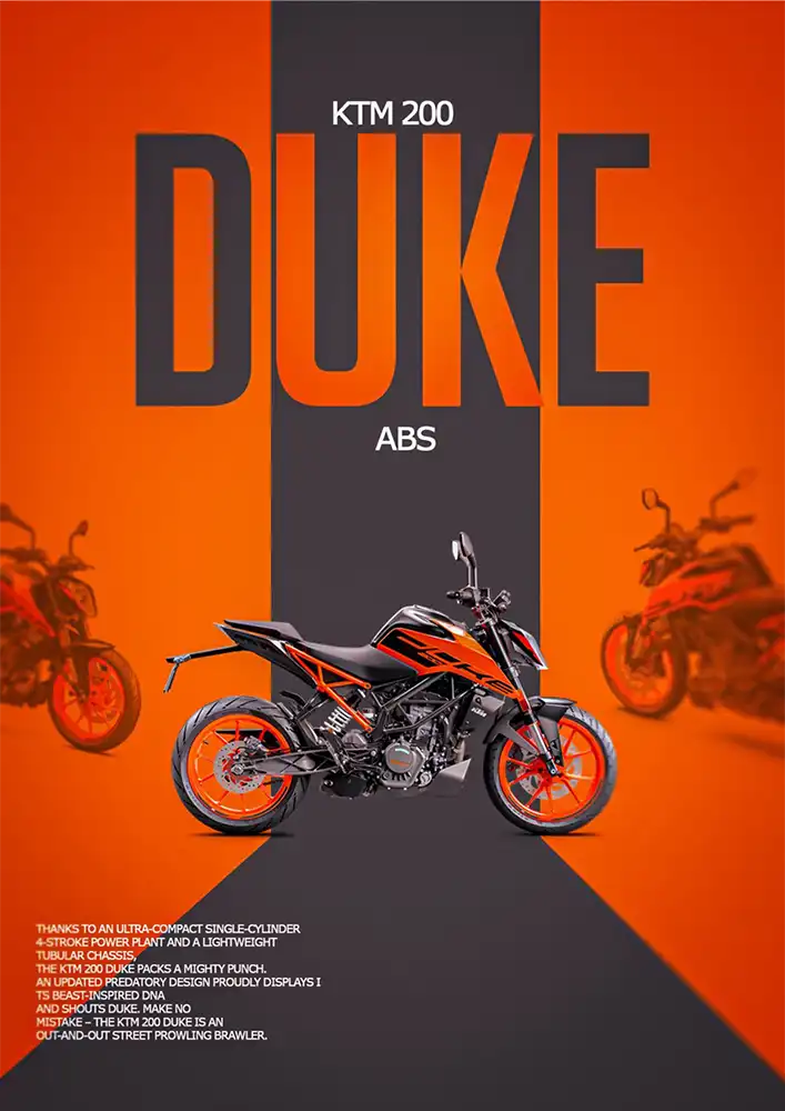 L1984-metalposter-01 متال پوستر موتور طرح KTM 200 Duke کد L1984 - Image 1