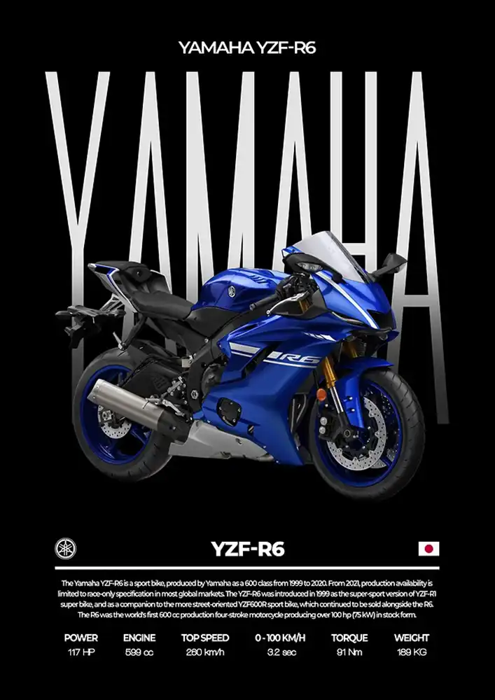 L2000-metalposter-01 متال پوستر موتور طرح YAMAHA YZF-R6 کد L2000 - Image 1