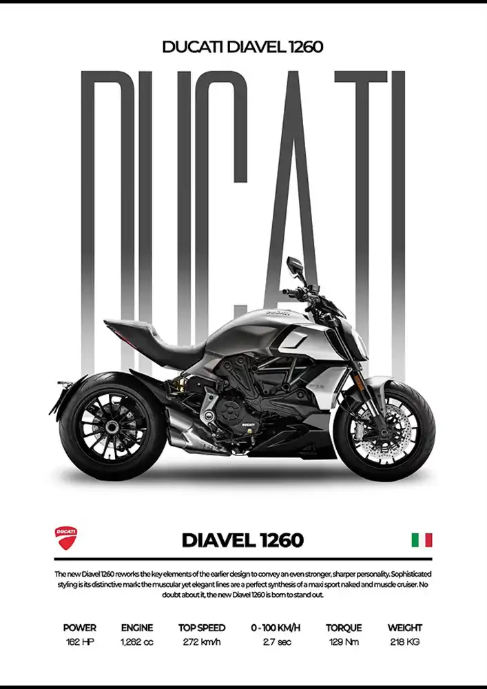 L2037-metalposter-01 متال پوستر موتور طرح Ducati Diavel 1260 کد L2037 - Image 1
