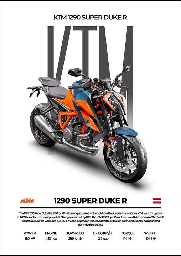L2065-metalposter-01 متال پوستر موتور طرح KTM 1290 Super Duke R کد L2065 - Image 1