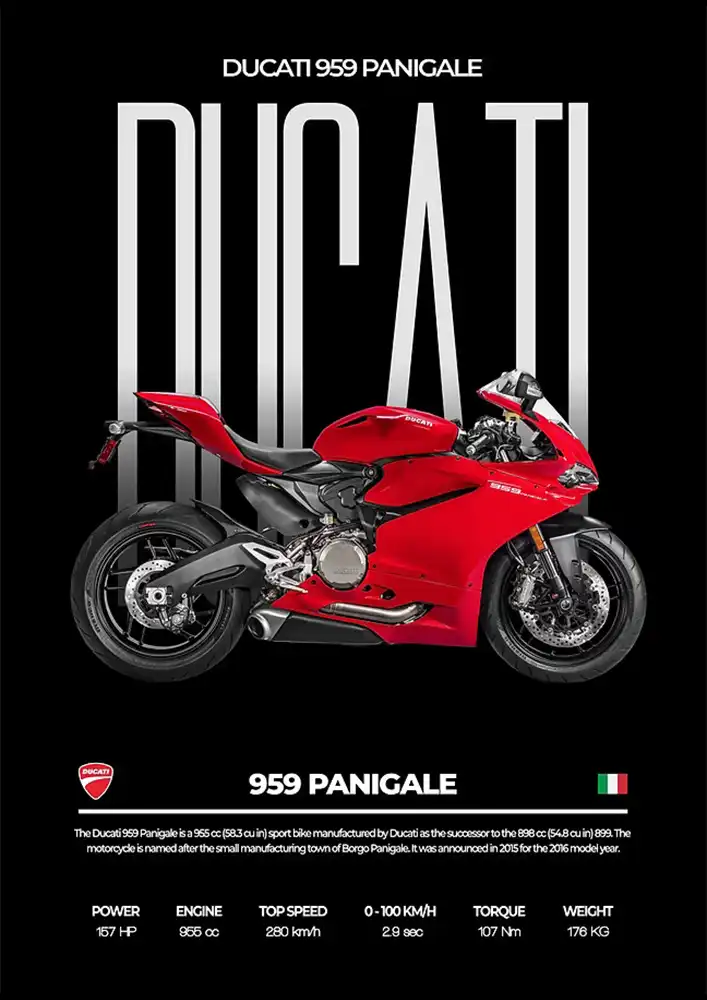 L2087-metalposter-01 متال پوستر موتور طرح Ducati 959 Panigale کد L2087 - Image 1