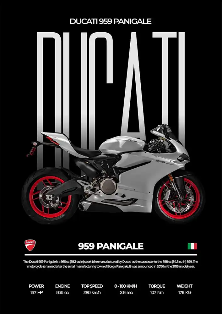 L2090-metalposter-01 متال پوستر موتور طرح Ducati 959 Panigale کد L2090 - Image 1