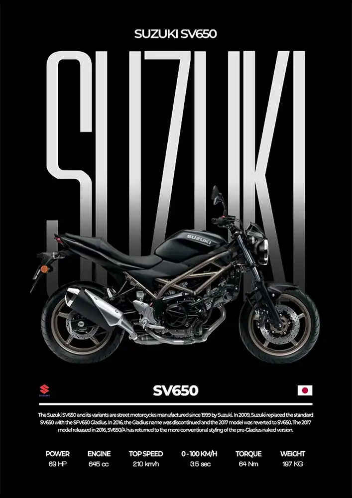 L2104-metalposter-01 متال پوستر موتور طرح Suzuki SV650 کد L2104 - Image 1