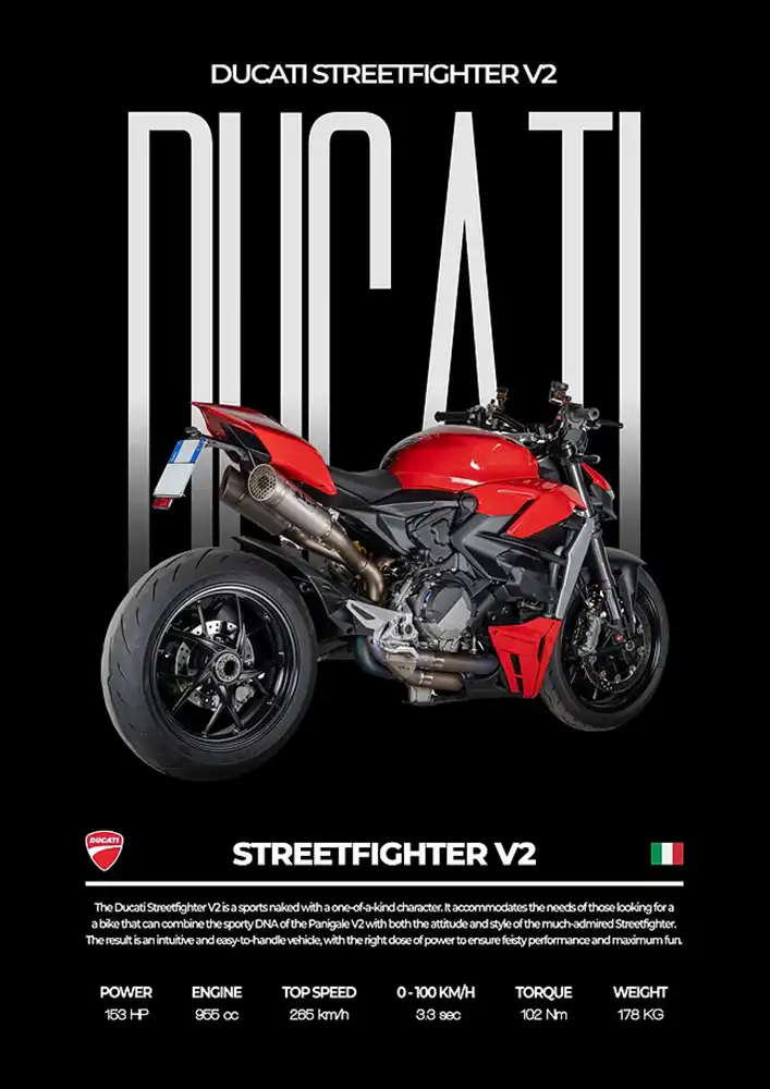 L2110-metalposter-01 متال پوستر موتور طرح Ducati Streetfighter V2 کد L2110 - Image 1
