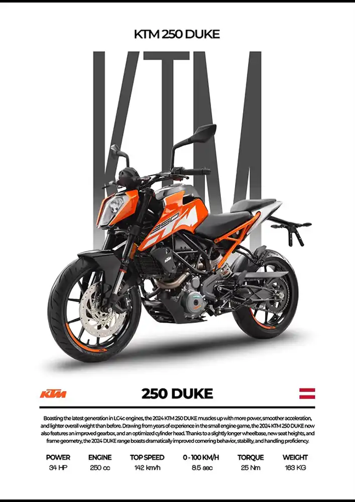 L2120-metalposter-01 متال پوستر موتور طرح KTM 250 Duke کد L2120 - Image 1