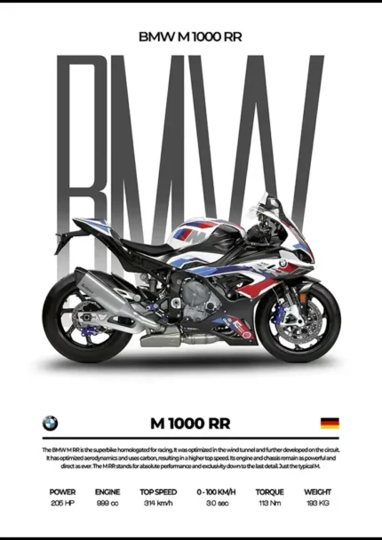 متال پوستر موتور طرح BMW M1000RR کد L2126