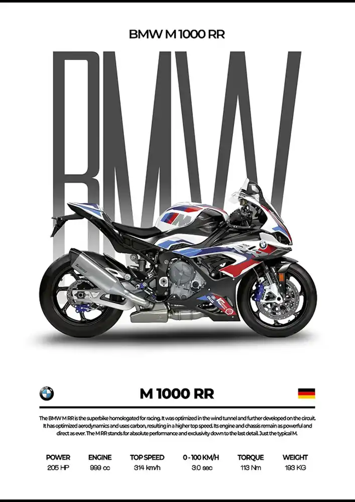 L2126-metalposter-01 متال پوستر موتور طرح BMW M1000RR کد L2126 - Image 1