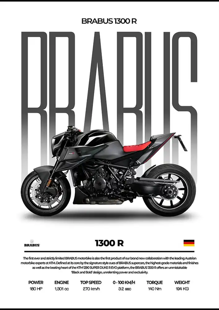 L2127-metalposter-01 متال پوستر موتور طرح Brabus 1300R کد L2127 - Image 1