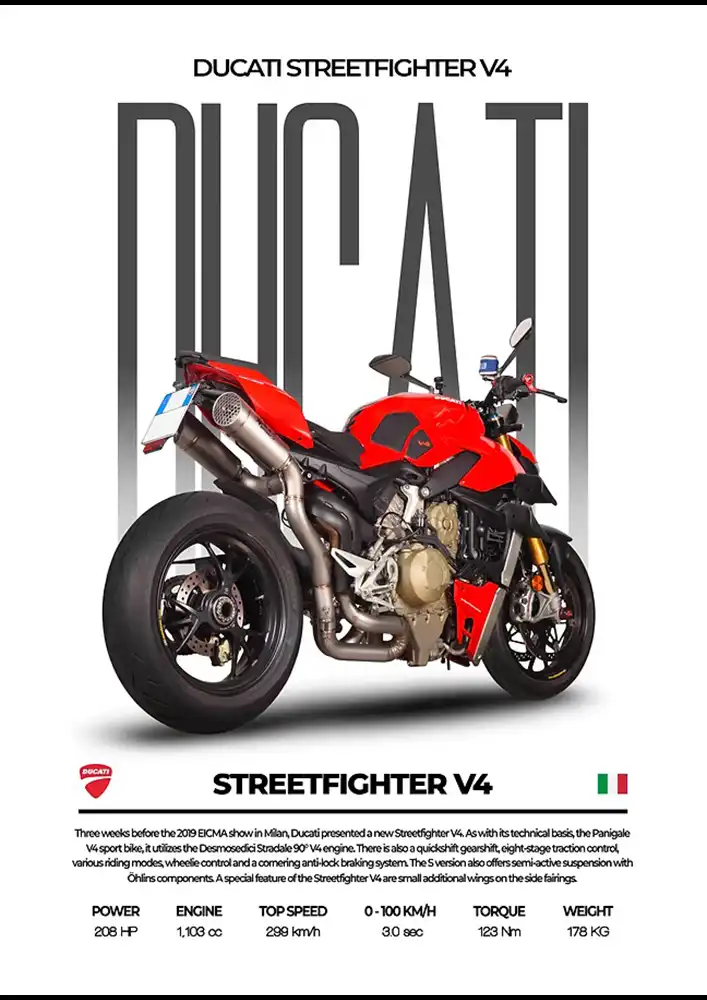 L2150-metalposter-01 متال پوستر موتور طرح Ducati Streetfighter کد L2150 - Image 1