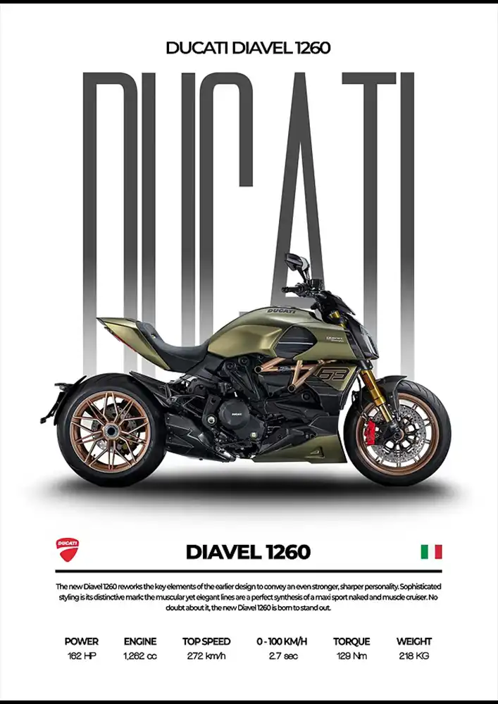 L2155-metalposter-01 متال پوستر موتور طرح Ducati Diavel 1260 کد L2155 - Image 1