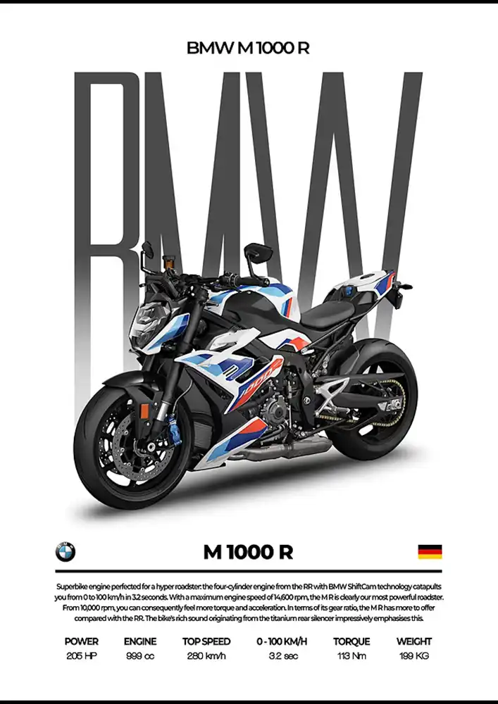 L2161-metalposter-01 متال پوستر موتور طرح BMW M1000RR کد L2161 - Image 1