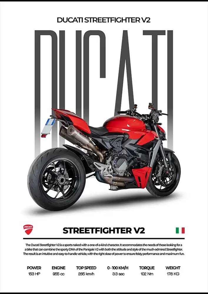 L2187-metalposter-01 متال پوستر موتور طرح Ducati Streetfighter V2 کد L2187 - Image 1