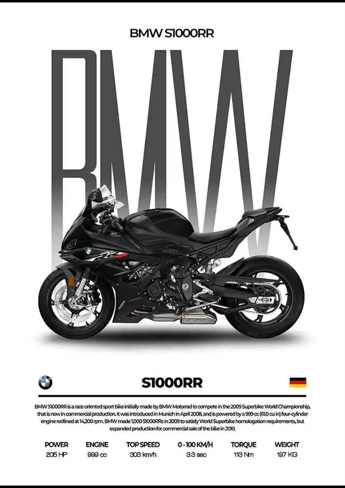 L2221-metalposter-01 متال پوستر موتور طرح BMW S1000RR کد L2221 - Image 1