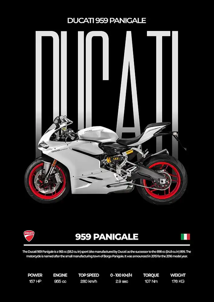 L2250-metalposter-01 متال پوستر موتور طرح Ducati 959 Panigale کد L2250 - Image 1