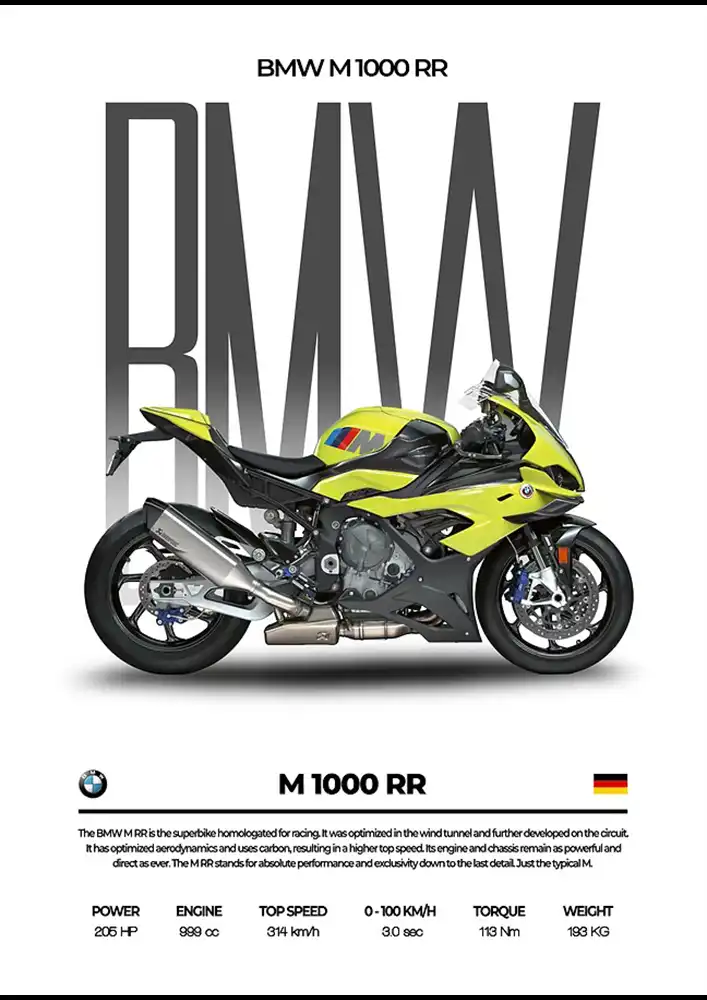 L2293-metalposter-01 متال پوستر موتور طرح BMW M1000RR کد L2293 - Image 1